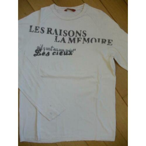 FORECAST t- shirt ecru bruine text maat XL