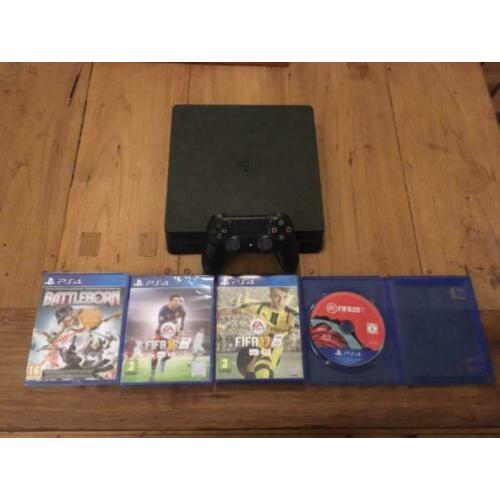 Playstation 4 slim + controller - FIFA20/17/16+Battleborn
