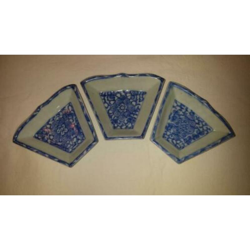 3 Antieke 19e eeuwse bakjes Bloemen - Chinees Chinese