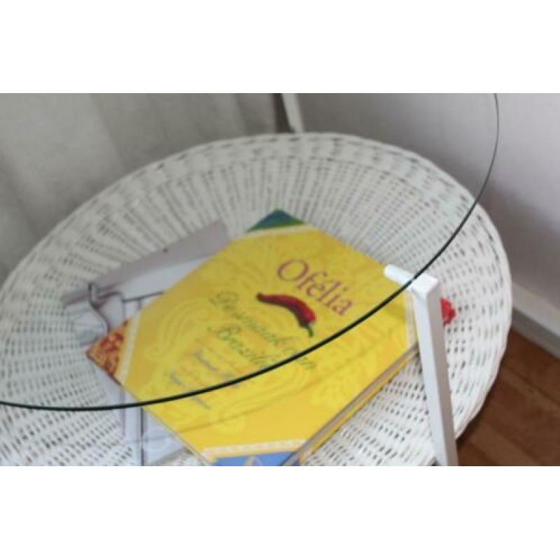 vintage salontafel met glasplaat