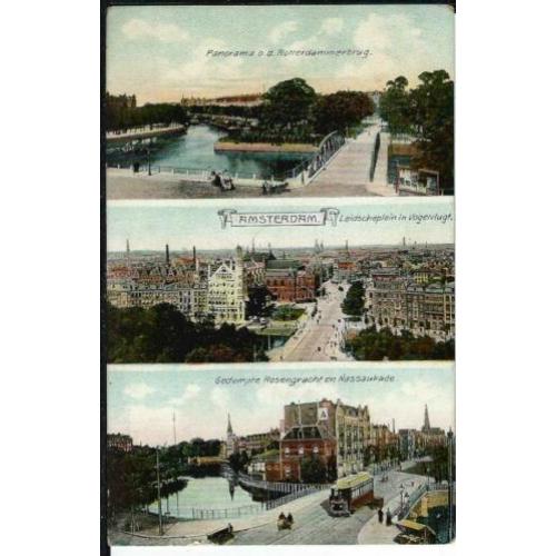 Amsterdam, set van 3 zeer oude ansichtkaarten