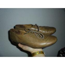 S28) cognac leer veter schoenen paul green mt 5 = 38 leer