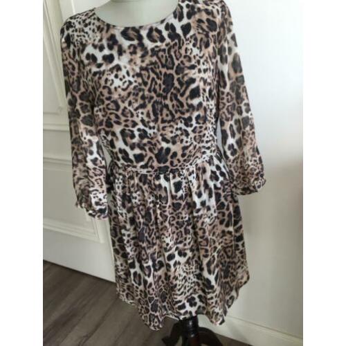 Soaked in Luxery leuk jurkje panterprint gevoerd maat M 38