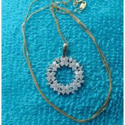 Schitterende gouden ketting met 0.50crt diamant hanger