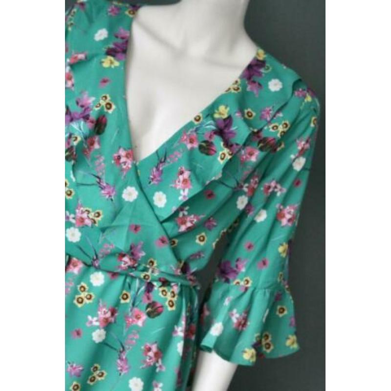 Nieuw! Smashed Lemon - Groen paars gebloemde jurk - Mt XL 42