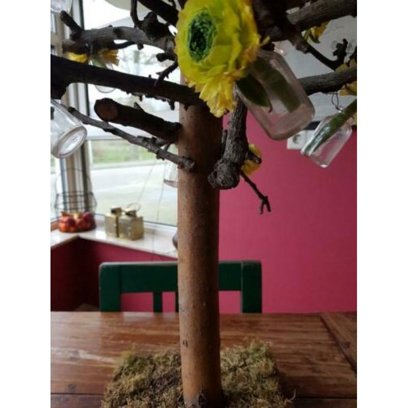 Paastak/boom handgemaakt met vaasjes, 65 cm hoog
