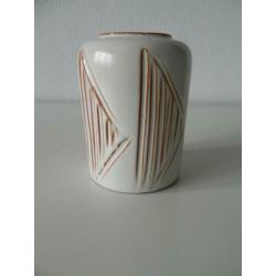 keramiek vaasje met mooi glazuur geometrisch motief vintage
