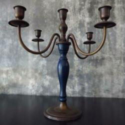 Antieke kandelaar blauw
