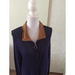 430. Yesta Vest Blauw/Beige Nieuw maat 50