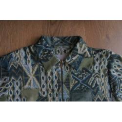 dames shirt 52/54 met rits en kraag groen tinten