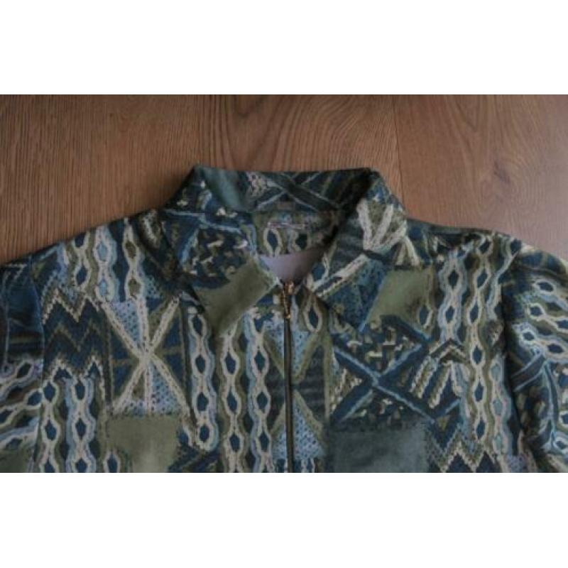 dames shirt 52/54 met rits en kraag groen tinten