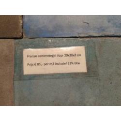 Oude Franse cementtegels Azur 20x20x2 cm - 4 m2