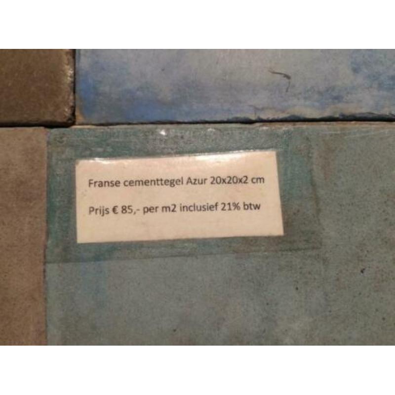 Oude Franse cementtegels Azur 20x20x2 cm - 4 m2
