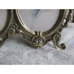 Oude dubbele fotolijst koper / messing Art Nouveau stijl