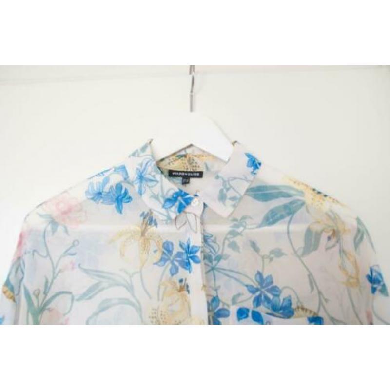 Doorzichtige blouse met bloemenpatroon, M