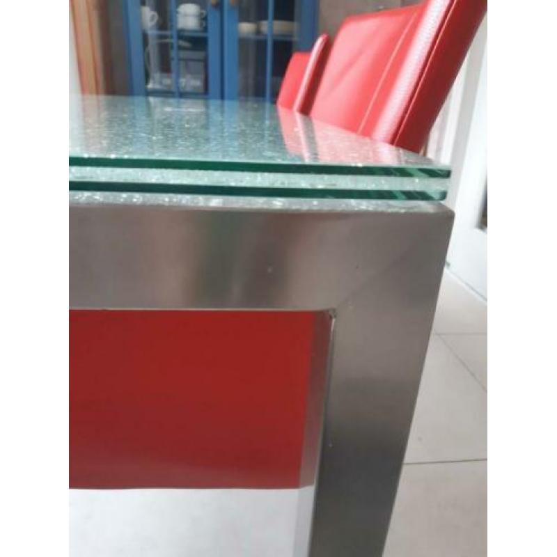 Eettafel met cracle glas