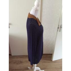 430. Yesta Vest Blauw/Beige Nieuw maat 50