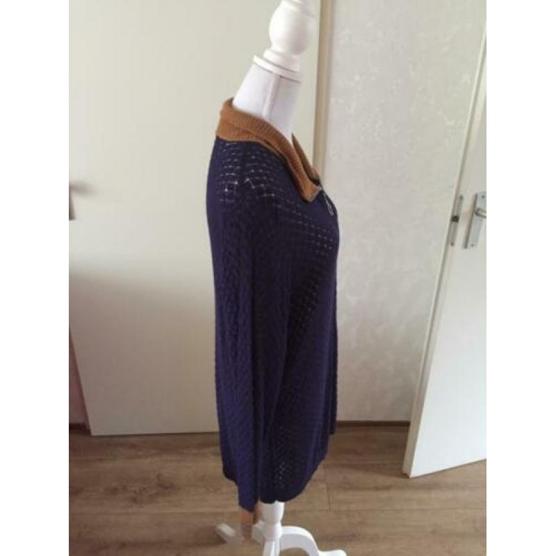 430. Yesta Vest Blauw/Beige Nieuw maat 50