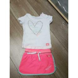 Quapi girls setje rokje roze en shirt wit maat 68