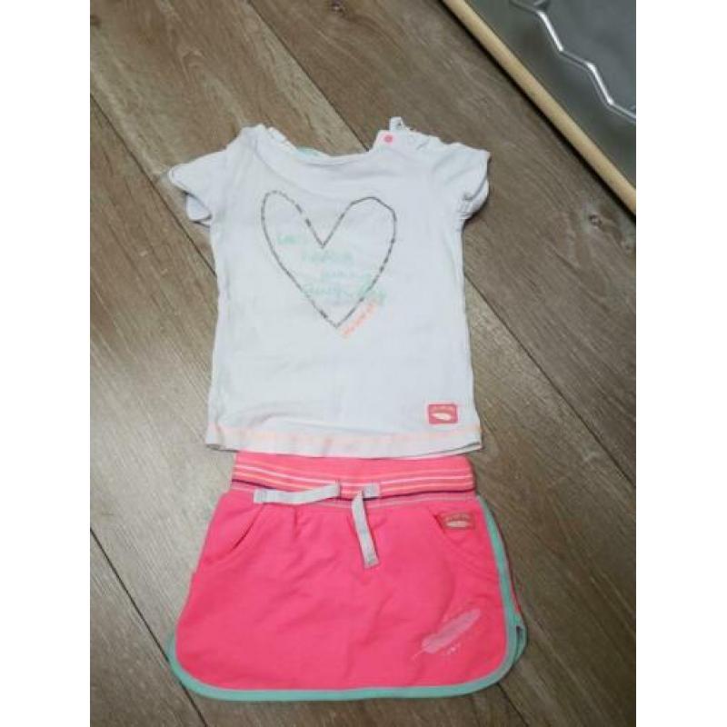 Quapi girls setje rokje roze en shirt wit maat 68