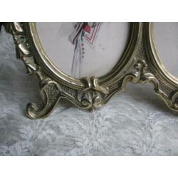 Oude dubbele fotolijst koper / messing Art Nouveau stijl