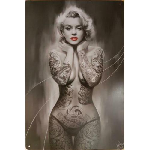 Marilyn Monroe staand tattoo reclamebord van metaal 30x20