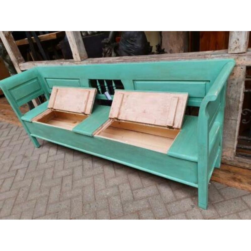 Klepbank turquoise 2.50m old finish€349