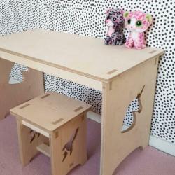 Houten speelgoedkist speelset bureau kindertafel met bankje