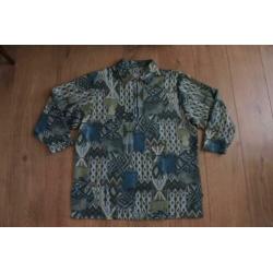 dames shirt 52/54 met rits en kraag groen tinten