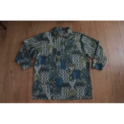 dames shirt 52/54 met rits en kraag groen tinten