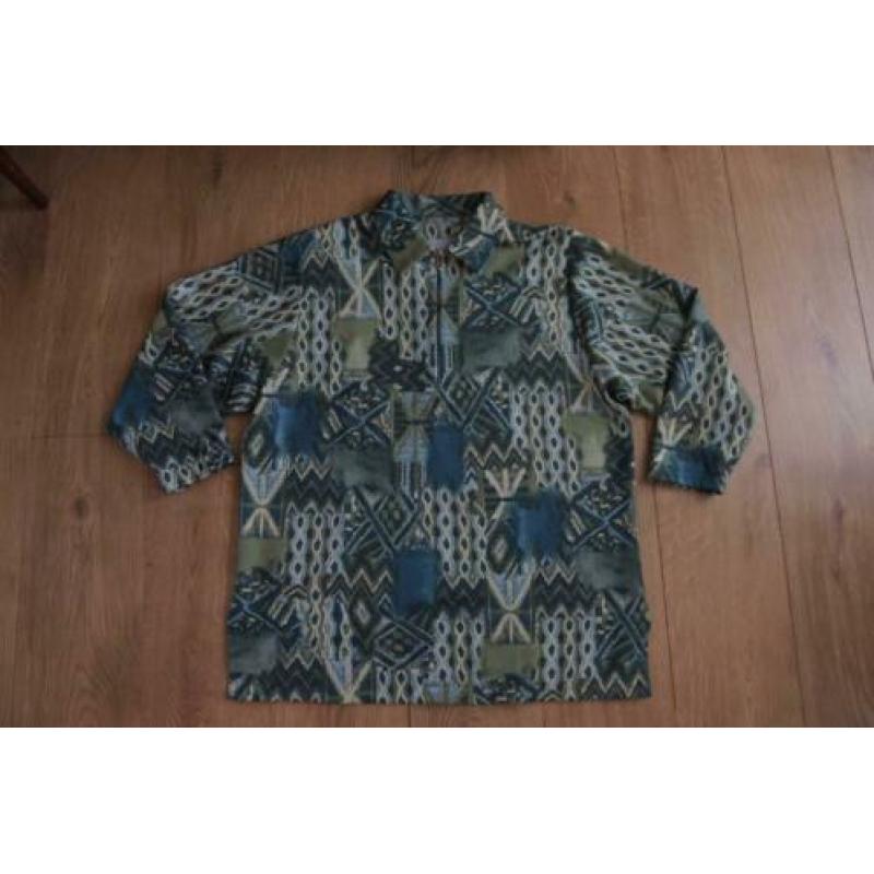 dames shirt 52/54 met rits en kraag groen tinten