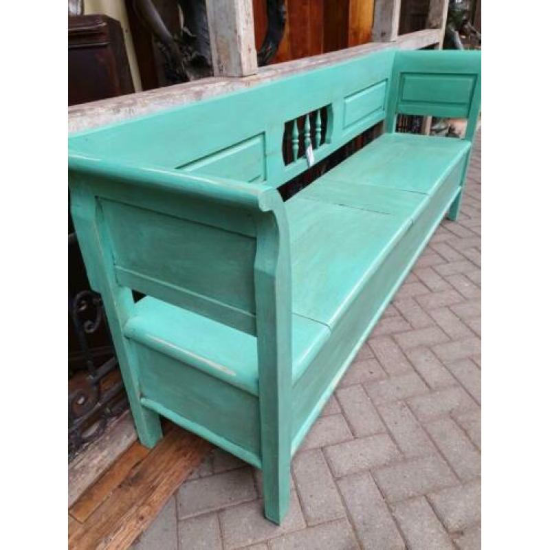 Klepbank turquoise 2.50m old finish€349