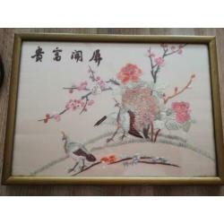 Geborduurd Japans schilderij