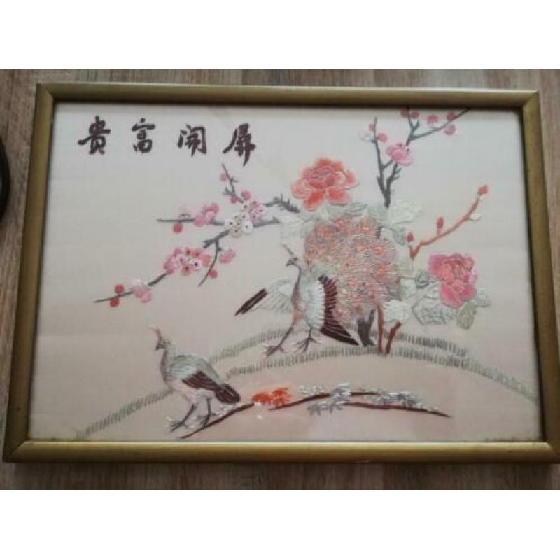 Geborduurd Japans schilderij