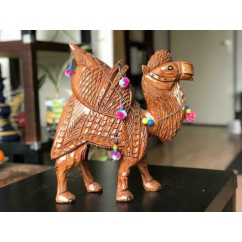 Houten Dromedaris beeldje