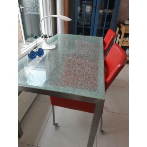 Eettafel met cracle glas
