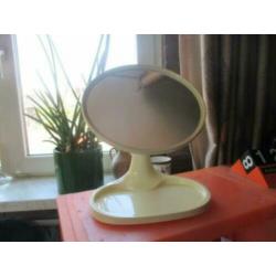 tafelspiegel wit kunststof houder retro jaren 70 design