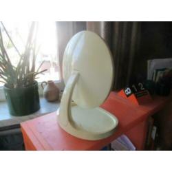 tafelspiegel wit kunststof houder retro jaren 70 design