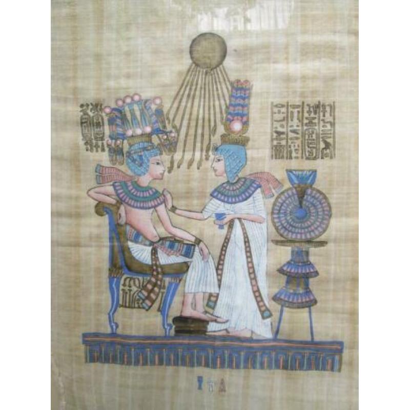 Egyptische Zeefdruk op Papyrus 65,5 x 50,5