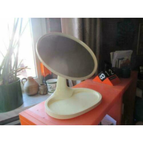 tafelspiegel wit kunststof houder retro jaren 70 design