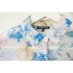 Doorzichtige blouse met bloemenpatroon, M
