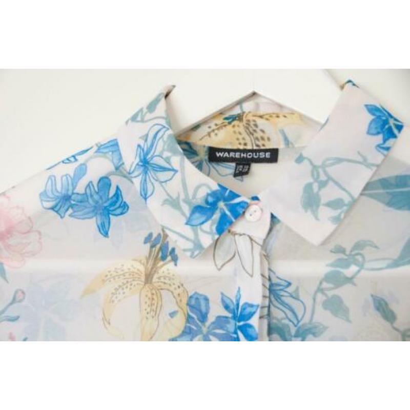 Doorzichtige blouse met bloemenpatroon, M
