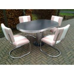 Bel Air diner tafel + 4 slede stoelen sixties fifties retro