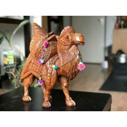 Houten Dromedaris beeldje