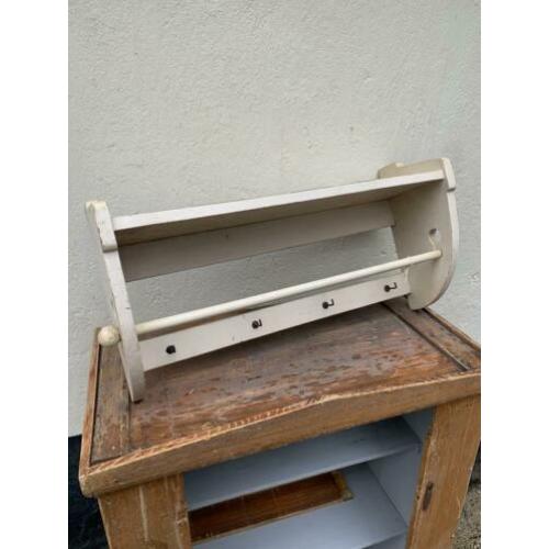 Landelijke boeren kapstok oud wit IL fienile brocante antiek
