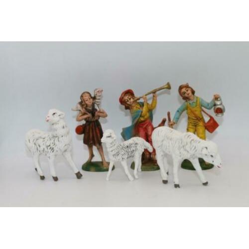 Kerstgroep herders schapen Italy early plastic vintage '60