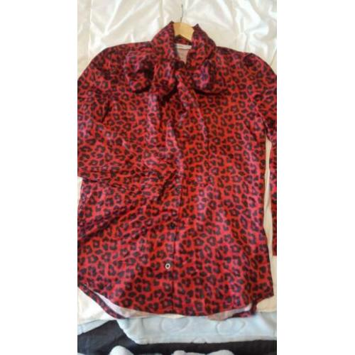 Dierenprint satijnen blouse mt S-M