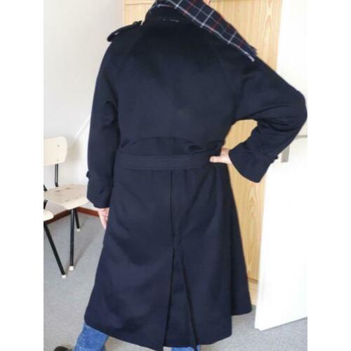 Loden jas,maat 44? Donkerblauw met sjaal
