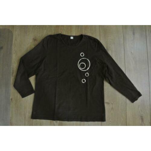 shirt L drie kwart mouw pailetten bruin