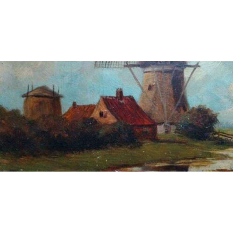 H.A. Willenborg molen landschap antiek oud schilderij